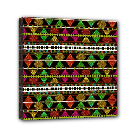 Aztec Style Pattern Mini Canvas 6  x 6  (Framed) from ArtsNow.com