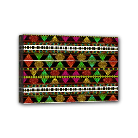 Aztec Style Pattern Mini Canvas 6  x 4  (Framed) from ArtsNow.com