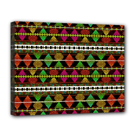 Aztec Style Pattern Canvas 14  x 11  (Framed) from ArtsNow.com