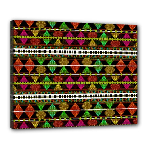 Aztec Style Pattern Canvas 20  x 16  (Framed) from ArtsNow.com