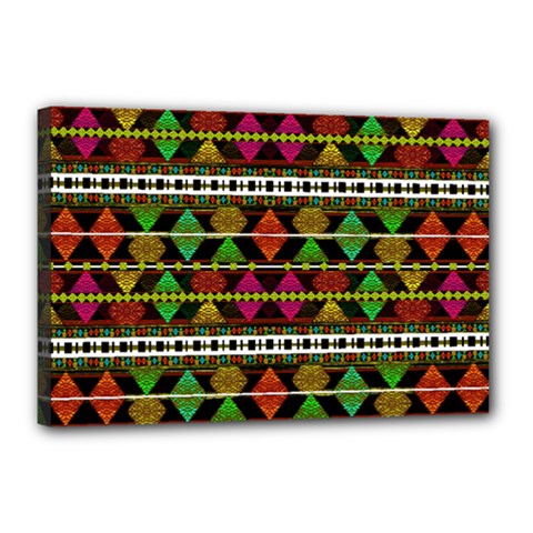 Aztec Style Pattern Canvas 18  x 12  (Framed) from ArtsNow.com