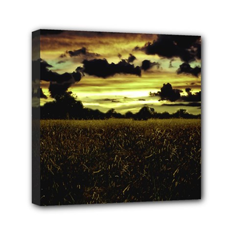 Dark Meadow Landscape  Mini Canvas 6  x 6  (Framed) from ArtsNow.com