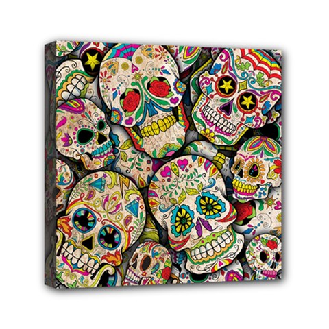 Sugar Skull Collage Mini Canvas 6  x 6  (Stretched) from ArtsNow.com