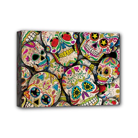 Sugar Skull Collage Mini Canvas 7  x 5  (Stretched) from ArtsNow.com