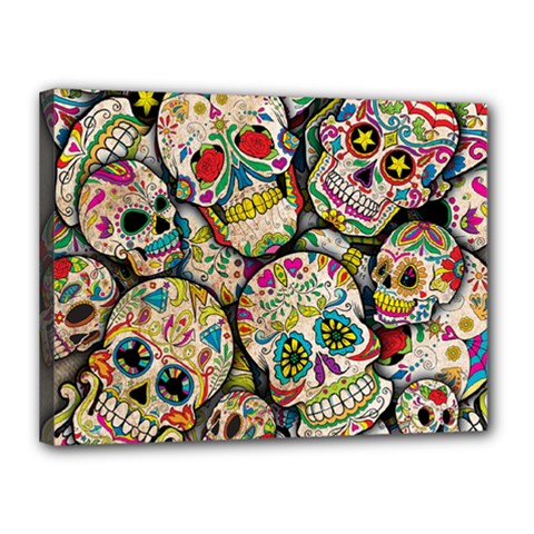 Sugar Skull Collage Canvas 16  x 12  (Stretched) from ArtsNow.com