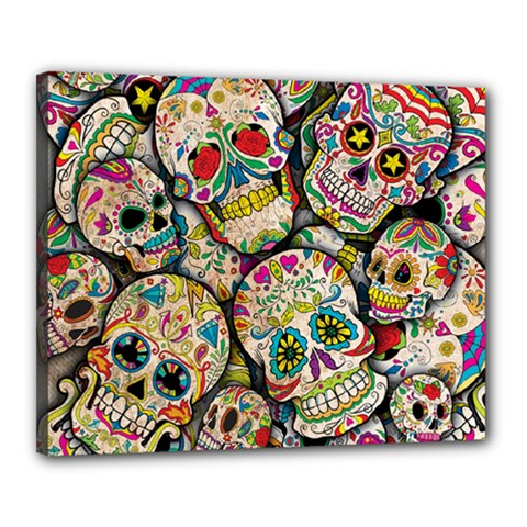 Sugar Skull Collage Canvas 20  x 16  (Stretched) from ArtsNow.com