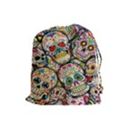 Sugar Skull Collage Drawstring Pouch (Large)