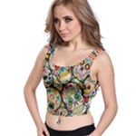 Sugar Skull Collage All Over Print Crop Top