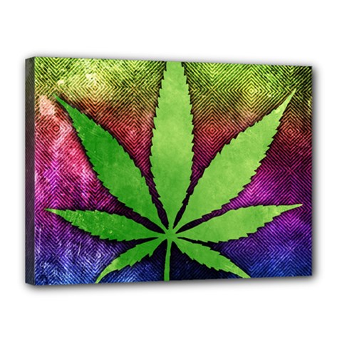 Pot Leaf Canvas 16  x 12  (Stretched) from ArtsNow.com