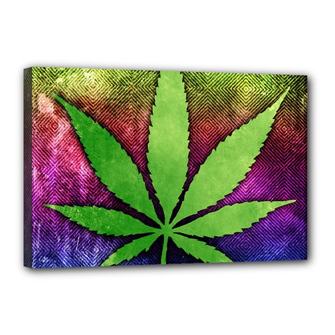 Pot Leaf Canvas 18  x 12  (Stretched) from ArtsNow.com