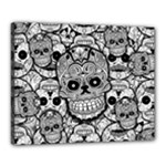 Sugar Skulls   Black And White Canvas 20  x 16  (Stretched)