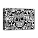 Sugar Skulls   Black And White Deluxe Canvas 18  x 12  (Stretched)