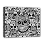 Sugar Skulls   Black And White Deluxe Canvas 20  x 16  (Stretched)