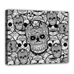 Sugar Skulls   Black And White Deluxe Canvas 24  x 20  (Stretched)