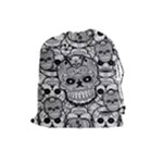 Sugar Skulls   Black And White Drawstring Pouch (Large)