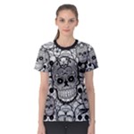 Sugar Skulls   Black And White All Over Print Sport T-shirt (Women)