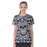 Sugar Skulls   Black And White All Over Print Coolmax Tee (Women)