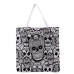 Sugar Skulls   Black And White All Over Print Grocery Tote Bag