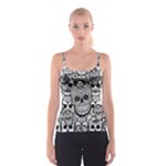 Sugar Skulls   Black And White All Over Print Spaghetti Strap Top