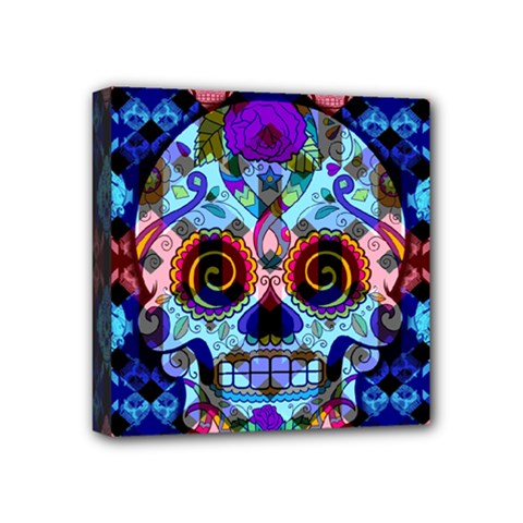 Sugar Skulls   Hypno Mini Canvas 4  x 4  (Stretched) from ArtsNow.com