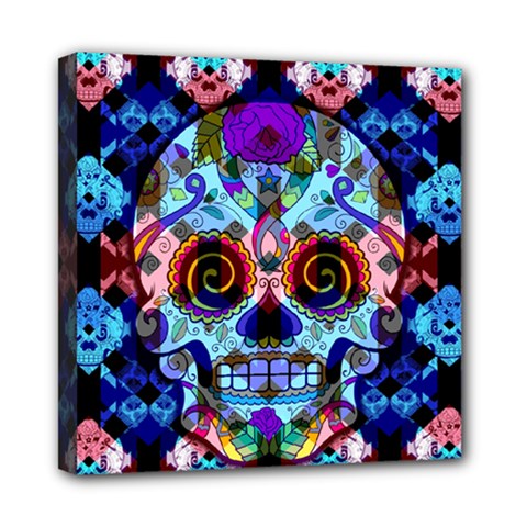 Sugar Skulls   Hypno Mini Canvas 8  x 8  (Stretched) from ArtsNow.com