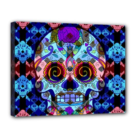 Sugar Skulls   Hypno Canvas 14  x 11  (Stretched) from ArtsNow.com