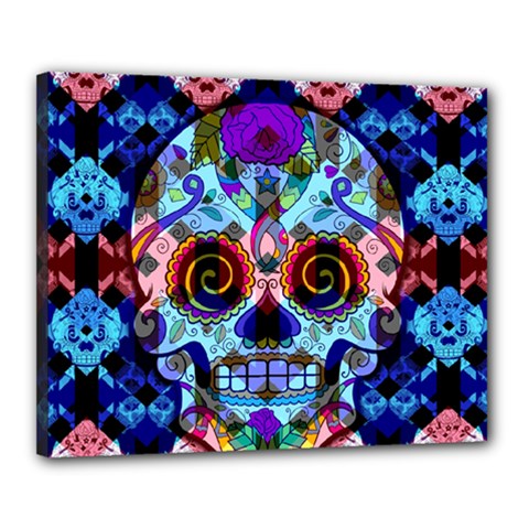 Sugar Skulls   Hypno Canvas 20  x 16  (Stretched) from ArtsNow.com