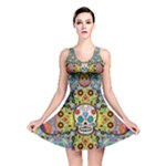 Sugar Skulls   Patterned All Over Print Reversible Skater Dress