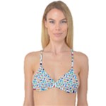 Blue Colorful Cats Silhouettes Pattern Reversible Tri Bikini Tops