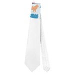 Blue Colorful Cats Silhouettes Pattern Neckties (One Side) 