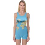 globe Map One Piece Boyleg Swimsuit