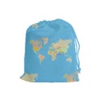 globe Map Drawstring Pouch (Large)