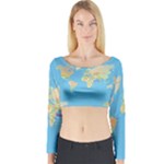 globe Map Long Sleeve Crop Top (Tight Fit)