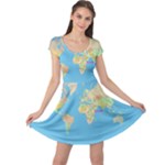 globe Map Cap Sleeve Dress