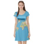 globe Map Short Sleeve Skater Dress