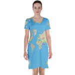 globe Map Short Sleeve Nightdress