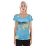 globe Map Women s Cap Sleeve Top