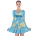 globe Map Long Sleeve Skater Dress