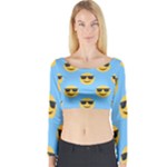 sunglasses Emoji Long Sleeve Crop Top (Tight Fit)