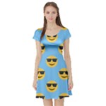 sunglasses Emoji Short Sleeve Skater Dress