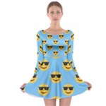 sunglasses Emoji Long Sleeve Skater Dress