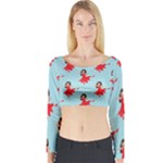 salsa flamenco Emoji Long Sleeve Crop Top (Tight Fit)