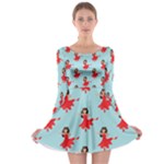 salsa flamenco Emoji Long Sleeve Skater Dress