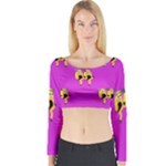 twin Emoji  Long Sleeve Crop Top (Tight Fit)