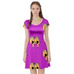 twin Emoji  Short Sleeve Skater Dress