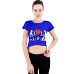 Online Dating Crew Neck Crop Top