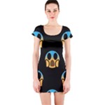 scream Emojis Short Sleeve Bodycon Dress