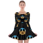 scream Emojis Long Sleeve Skater Dress