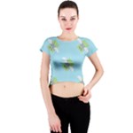 winged money Emoji  Crew Neck Crop Top