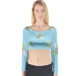 winged money Emoji  Long Sleeve Crop Top (Tight Fit)